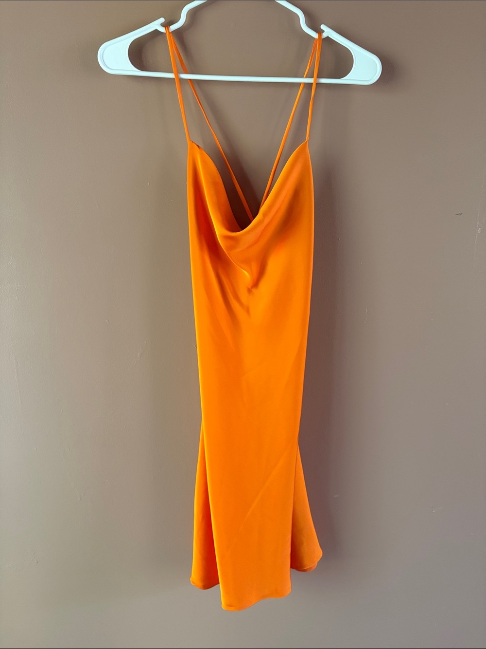 Orange Cowl Neck Slip Dress